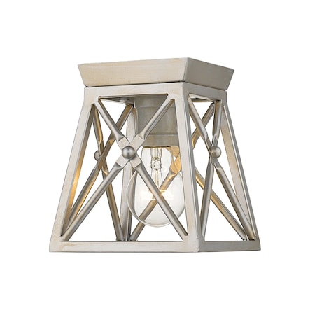 Z-Lite Trestle 1 Light Flush Mount, Antique Silver 447F1-AS
